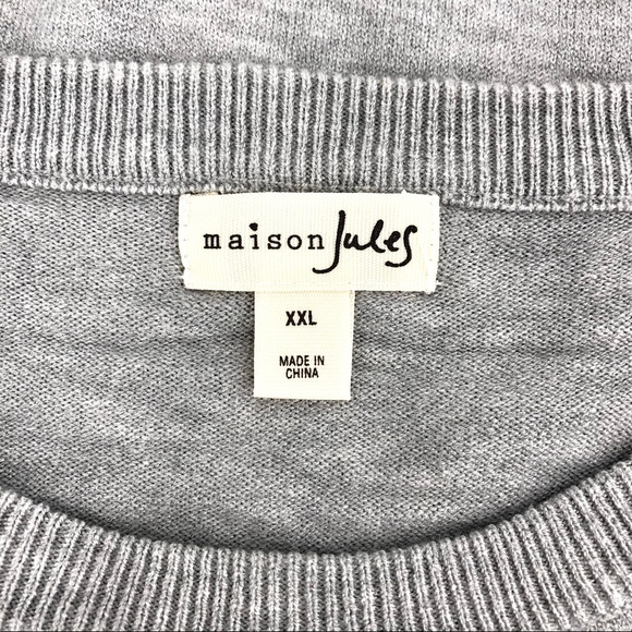 Maison Jules Gray Knit Crew Neck Sweater Size XXL - Picture 2 of 5